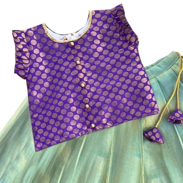 Комплект одежды для девочек Лехенга-чоли, Kerala Lehenga Choli for Girls (Pastel Green & Violet), Stanwells Kids