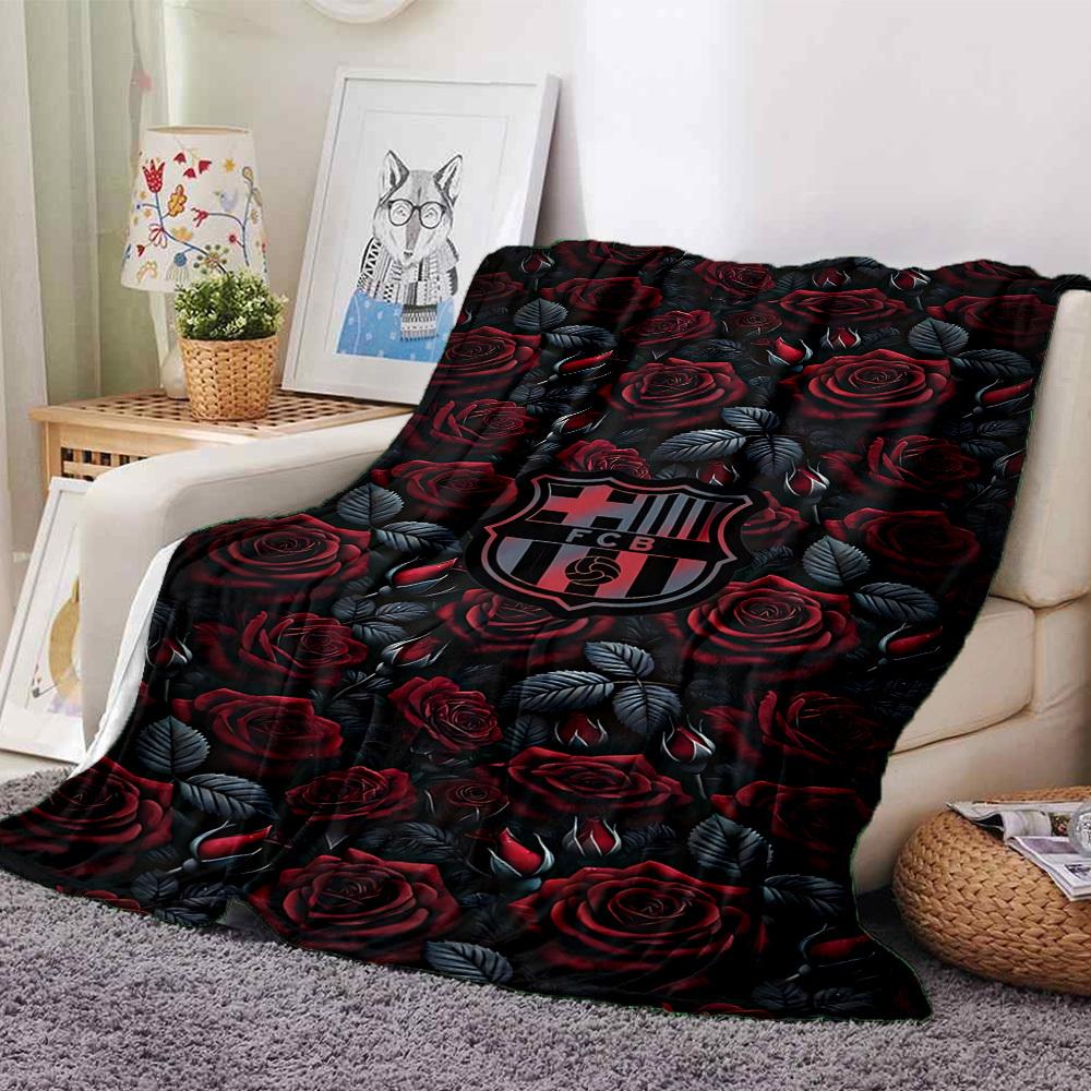 

1pc Roses FCB Soft Warm Throw Blanket Nap Blanket For Couch Sofa Office Bed Camping Travel,Comfortable 80cmx120cm