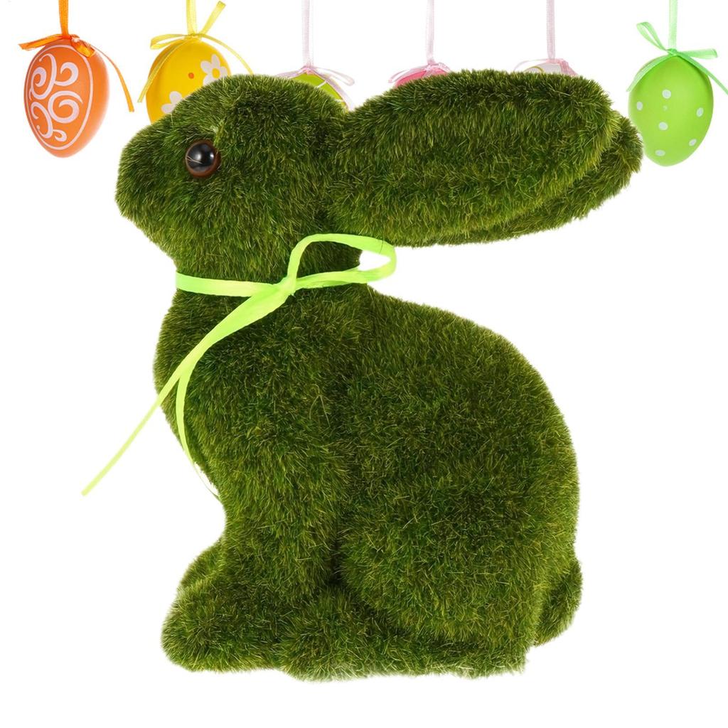 Outdoor Moss Bunny Animal Statue Craft Easter Decoration Rabbits Statue Holiday Animal Decor For Spring Easter Home Table Decor