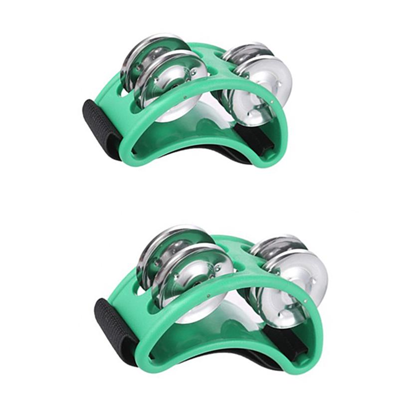 2PC Elliptical Drum Companion Hand Foot Jingle Drum Children Musical Educational Tambourine Percussion Instruments For KTV Party