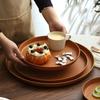 1Pcs Round Water Cup Tray Handmade Dishes Plate Durable Imitation Wooden Tray  Home Use
