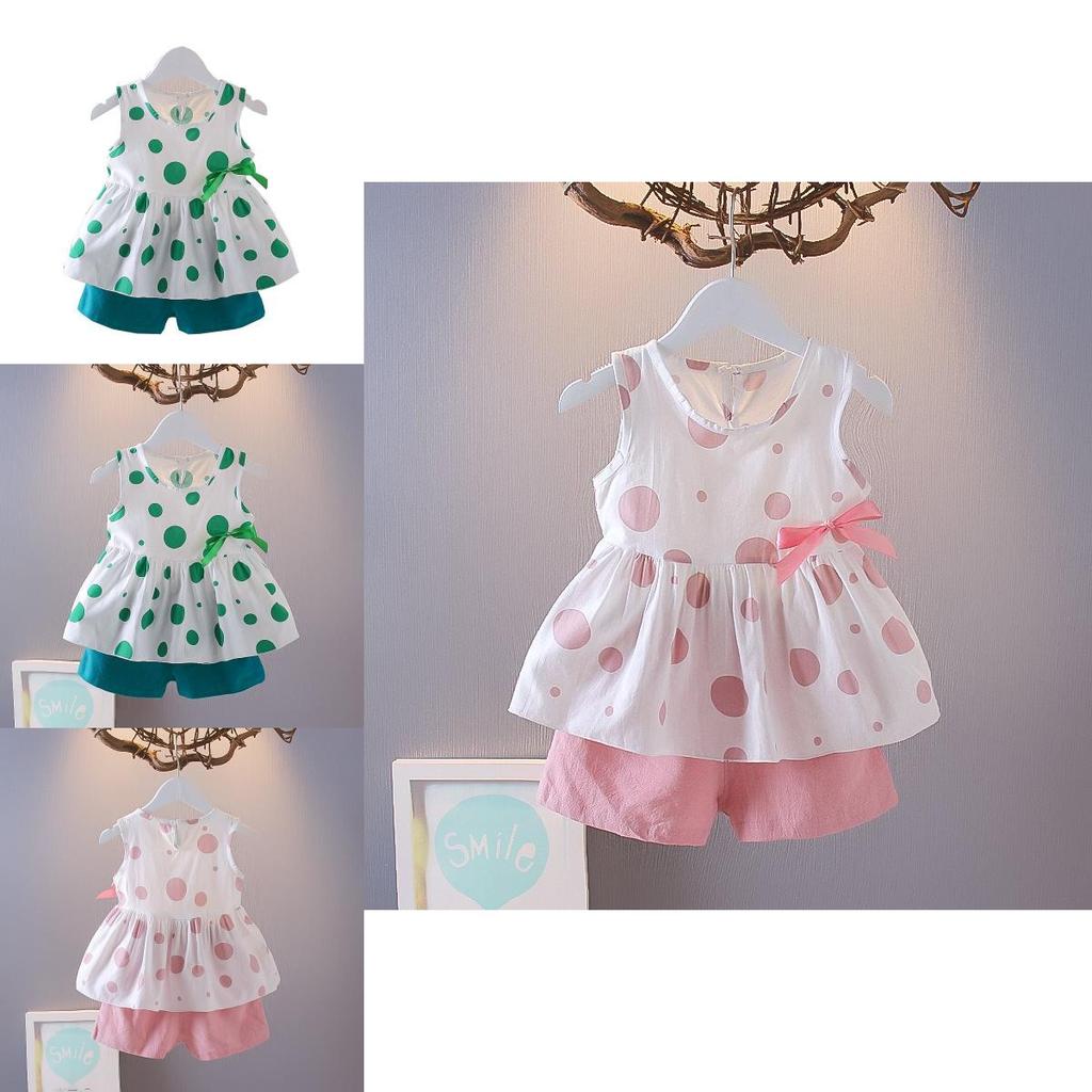 Bezauberndes zweiteiliges Sommerkleid-Set für kleine Mädchen, weich und leicht für Kleinkindalter eins bis drei