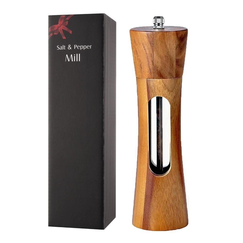 

High Quality 8 Inch Pepper Grinder Wood Acrylic Salt Grinder Refillable Durable Spices Grinder Household Gadget