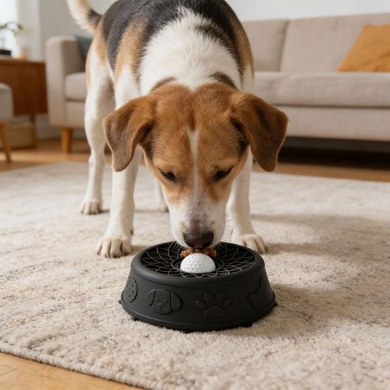 Pet Lick Bowl for Liquid Treat Slow Feeder Dog Bowl with Rolling Ball Silicone Anti-Slip Dog Lick Bowl Pup Licking Toy for Thick Food Dogs Cats