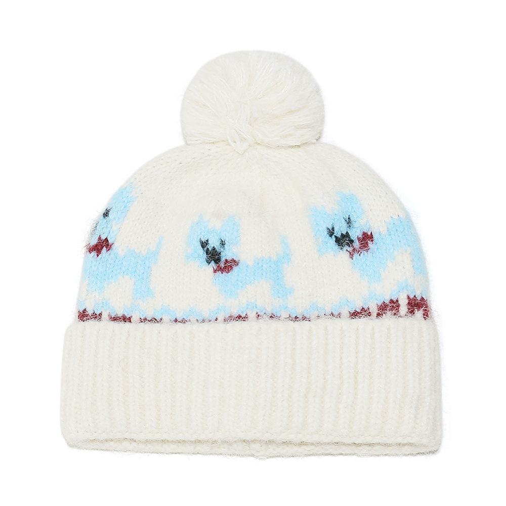 ins Japanese and Korean Trend Knitted Hat Women's Cashmere Blended Pullover Ear Protector Cute Dog Wool Hat 2025