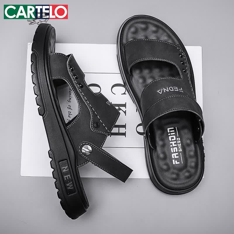 CARTELO Men s Dual-Use Perforated Leather Sandals 43