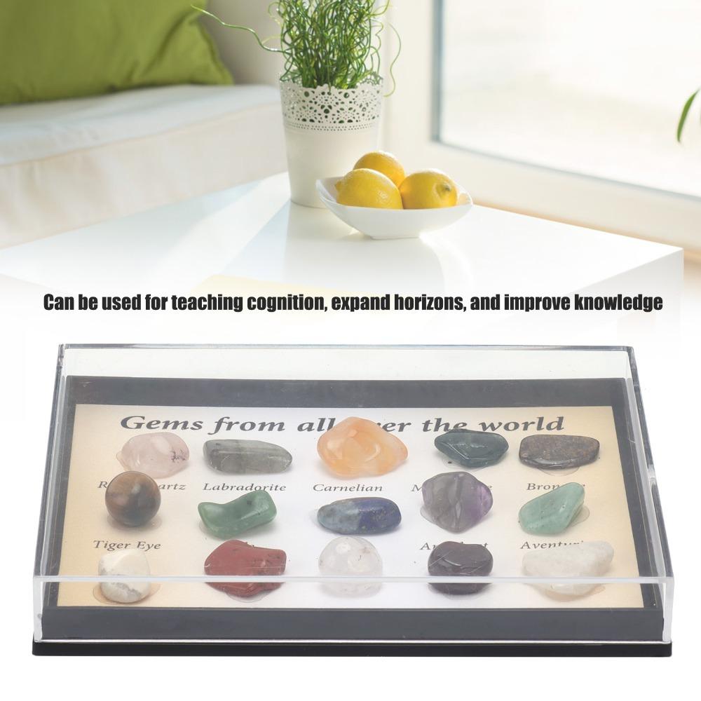 multi-color natural mineral texture mini crystal collection stones  cabinet mineral specimen layout