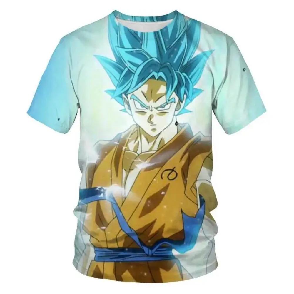 Children's Anime Dragon Ball 3D Digital Print Boy Street Trend Round Neck Short Sleeved T-shirt