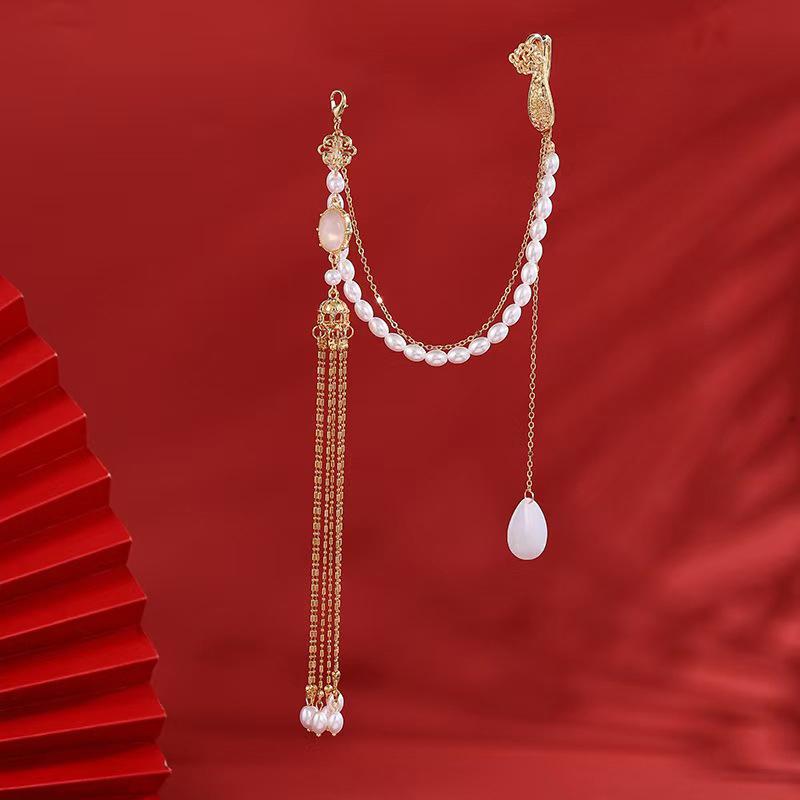 Imitationsperle Damen Hanfu Ornament Schmuck Langer Hängender Quaste Cheongsam Accessoires Legierung Cheongsam Gepresstes Revers