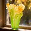 Liuli Crystal Vase Handmade Lost Wax Craft Spring Narcissus Design Statue for Home Decor and Gift