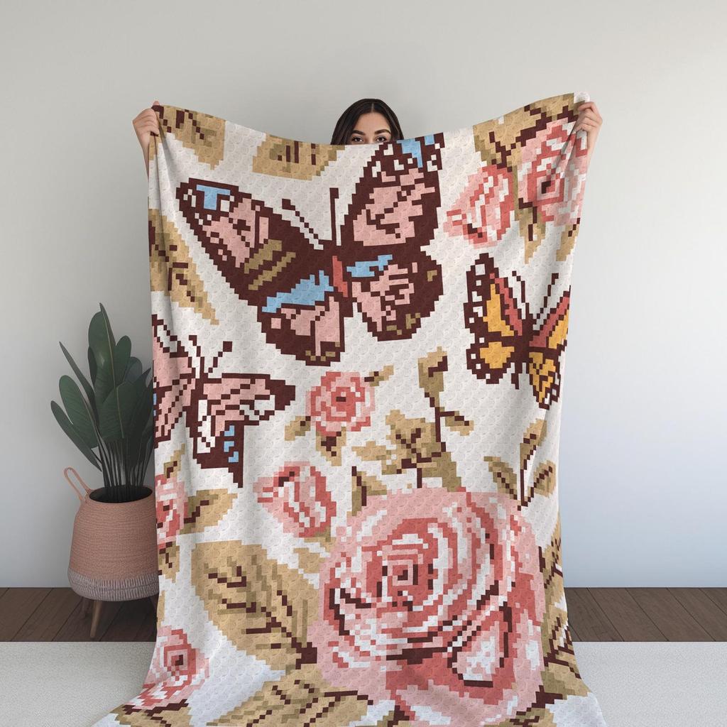 Butterflies & Roses Crochet Blanket Pattern: Spring Serenade C2C (Digital Pattern)