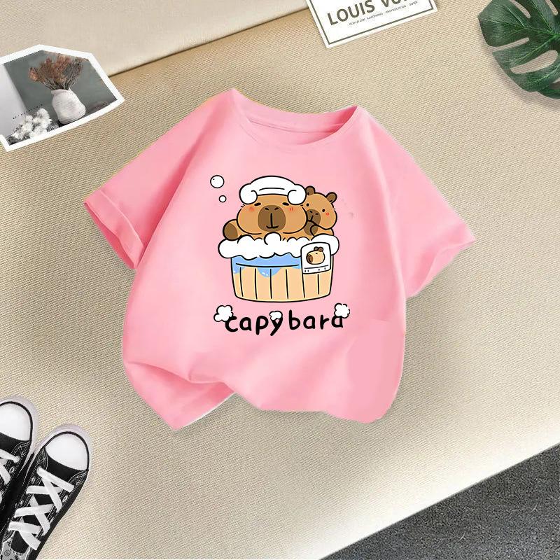 Children's Casual Short-sleeved T-shirt, Summer Boys' And Girls' Cute Capri Blouse