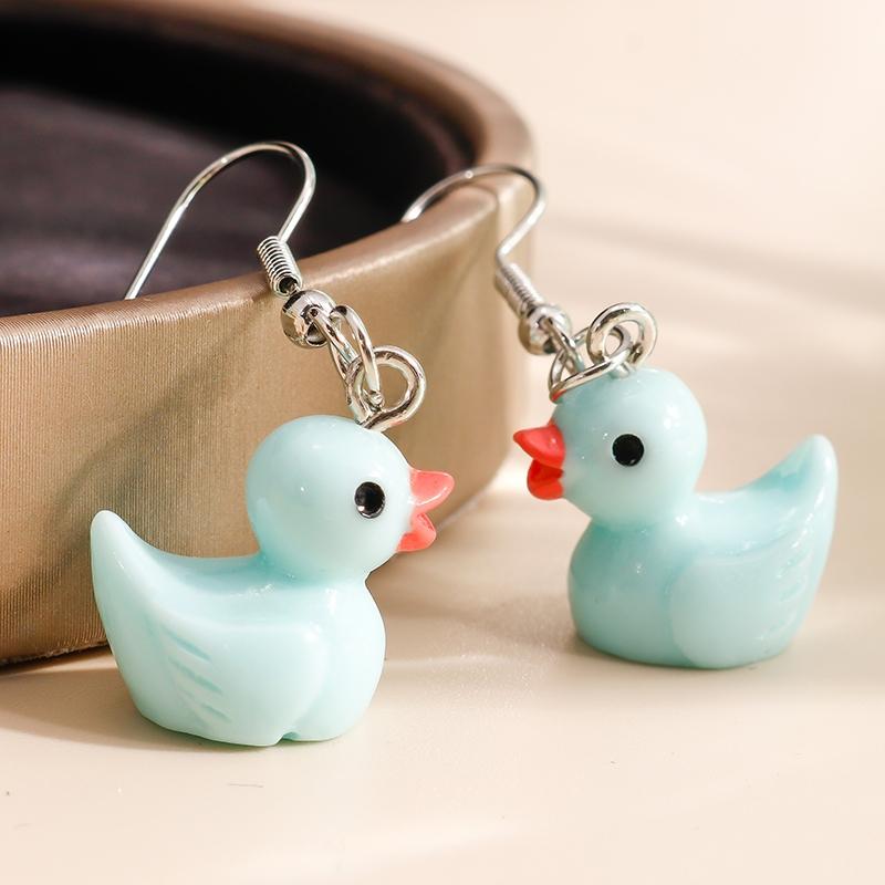 Süße Gelbe Enten Ohrringe Cartoon 3D Tier Ohrhaken Hängende Ohrringe für Damen Mädchen Party Feiertag Schmuck Geschenke