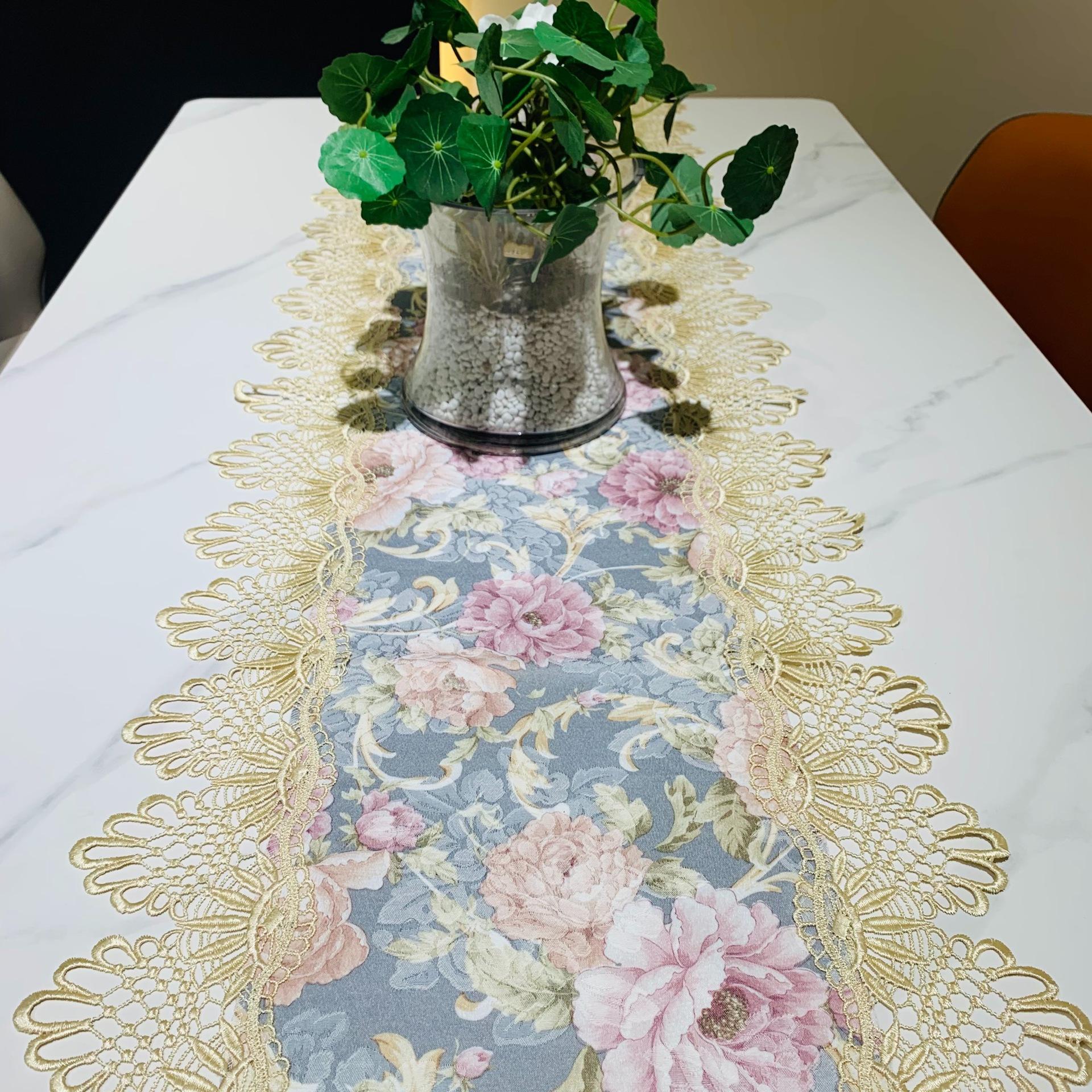 

Европейский кружевной стол с флагом из жаккардовой ткани, легкий роскошный домашний прямоугольный журнальный столик, тумба под телевизор, скатерть, пылезащитный чехол 40*100