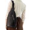 Men'S Breast Bag Cowhide Shoulder Messenger Bag Breast Bag Black Leather Men'S Bag
