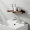Washroom Shelf with Towel Rail WoodGrain WallAttached Home Fixture 30CM Black Walnut