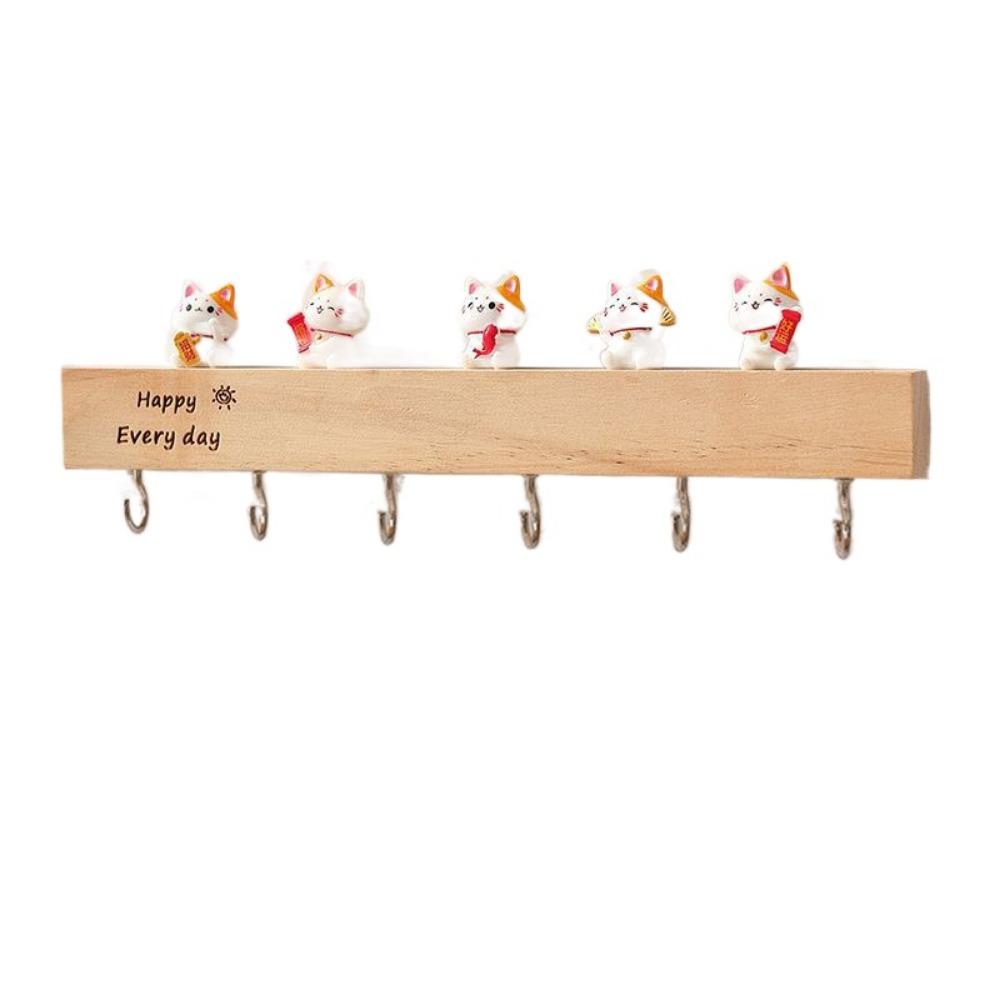 Creative Wooden Key Rack with Cute ornament Clothes Coat Hooks Door Hooks Hanger  Home