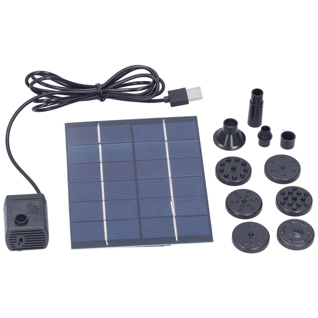 2W Solar Fountain with Panel Water Pump Solar Panel Kit for Outdoor Landscape Pond Decor