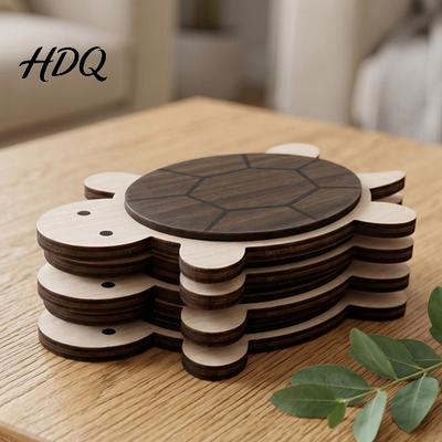 Держатели для чайных чашек из массива дерева Черепаха/Бабочка Деревянные подставки под кофейные кружки и чашки Термостойкие Декоративные резные подкладки Настольные коврики Изоляционная подкладка