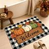Bathroom Rug Bath Mat, Printing Plaids Pumpkin Bathroom Rug Mat, Non Slip Absorbent and Soft Bath Floor Mat Machine Washable for Bathtub Toilet Shower
