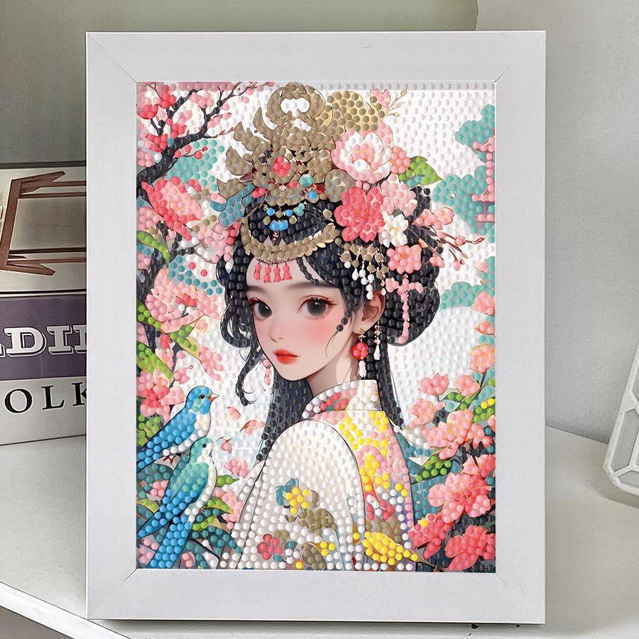 Guochao Style Peking Opera Cartoon Animation Diy Diamond Sticker To Relieve Boredom Hand Paste Light Luxury Living Room Bedroom Decoration Painting