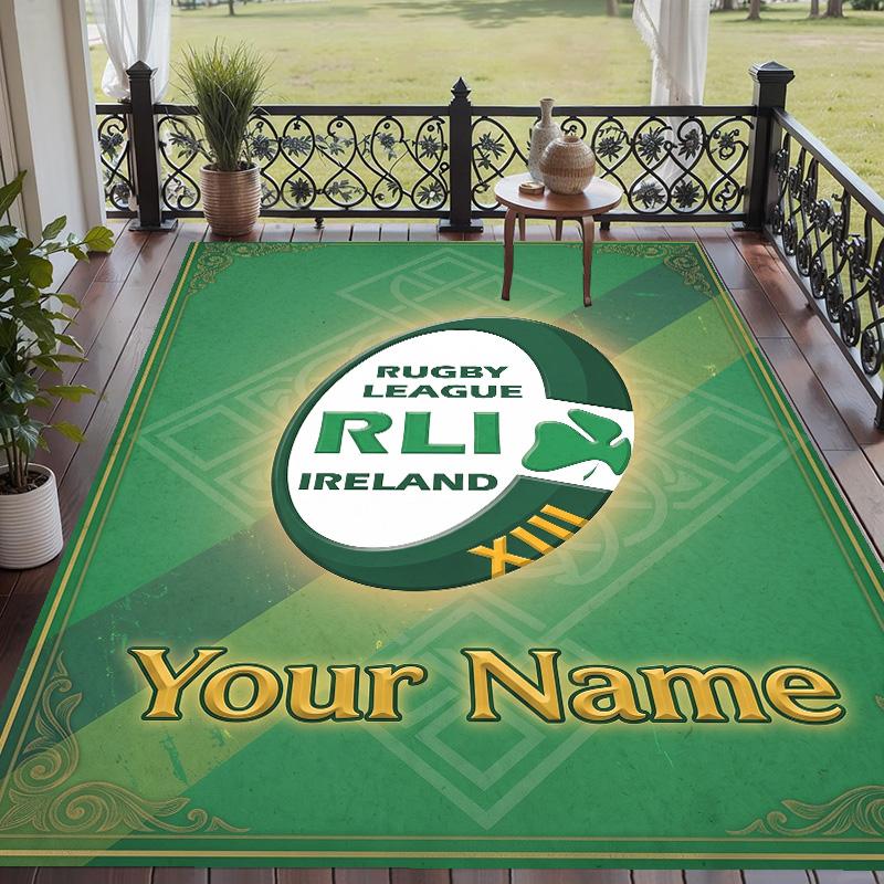 Custom Text Printed Rug Ireland Rugby Non Slip Floor Carpet For Home Room Decor
