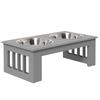 Raised Dog Feeding Bowls with Stand, Stainless Steel for Extra Small and Small Dog, 44L x 24W x 15H cm - Grey
