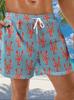 Nuevos Shorts Casuales de Hombre para Playa de Verano con Estampado de Cangrejo y Cordón