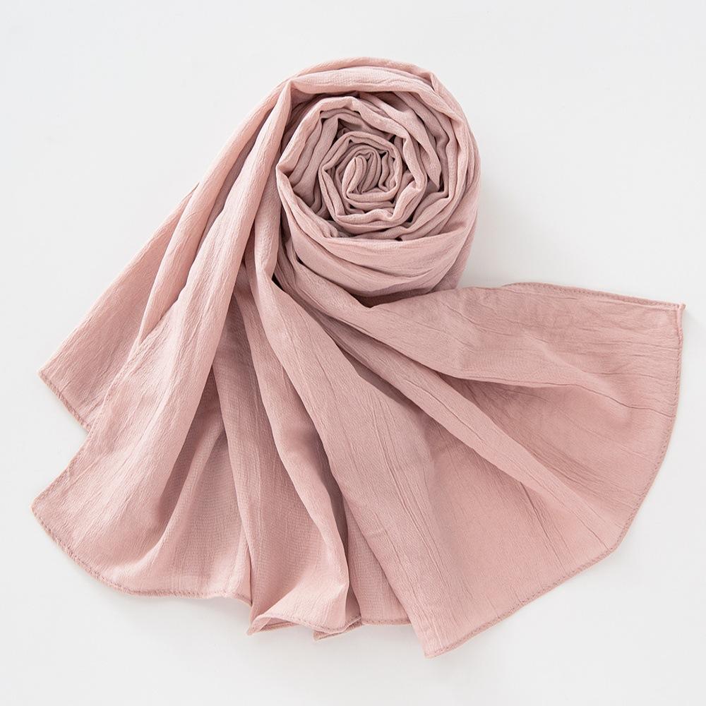 New Breathable Crumpled Scarf For Women Girls Solid Scarves Soft Cotton Wrinkle Pashmina Shawl Foulard Winter Warm Wrap Shawls