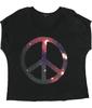 TRULY MADLY DEEPLY Womens Outer Space Peace Graphic T-Shirt, Black, Juniors, M/L