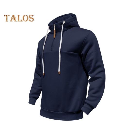 Herren Winter Hoodie Reißverschluss Halboffen Stehkragen Einfarbig Locker Pullover Sport Top Elastische Bündchen Halten Warm Alltagskleidung