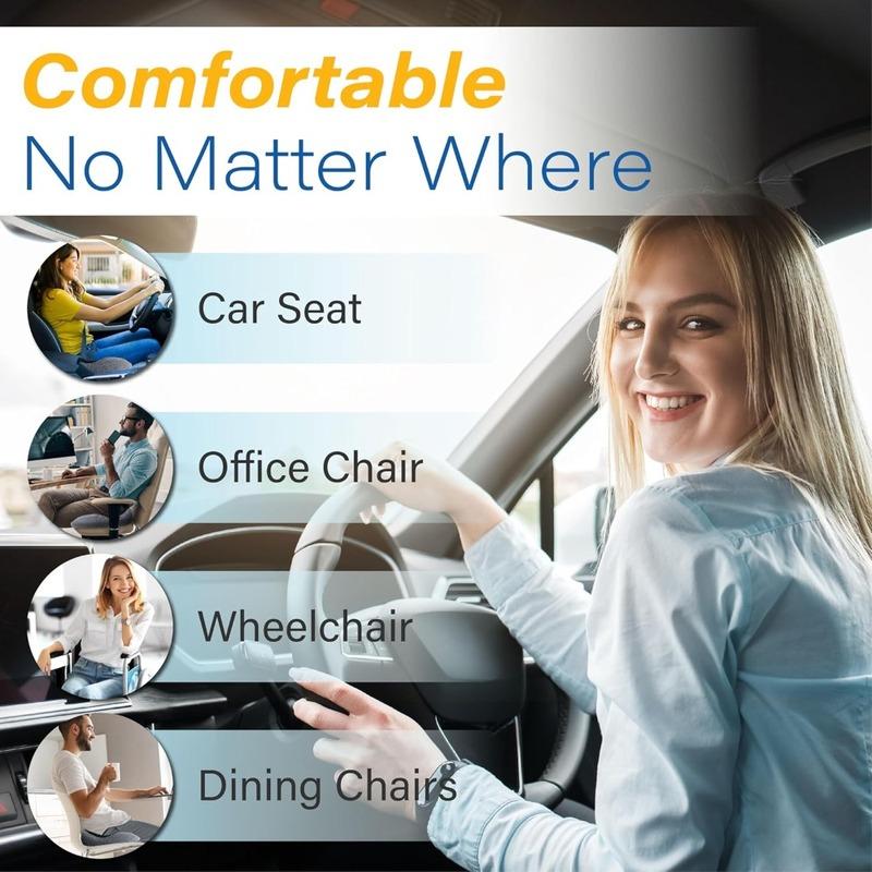 Ergonomic Driver Seat Cushion, Anti-Pressure Memory Foam Chair Pad, Comfort Seat Mat for Long Driving Car Office Use