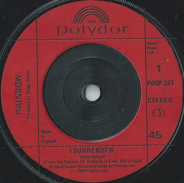 

7-дюймовая пластинка RAINBOW I Surrender POSP221 Polydor 1981 UK Rock Б/у