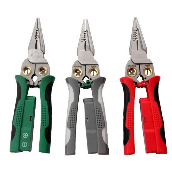 8-in-1 Wire Stripper with Voltage Tester Non-Slip Handle Ergonomic Design Multi-function Electric Wire Cutter Cable Stripping Tool