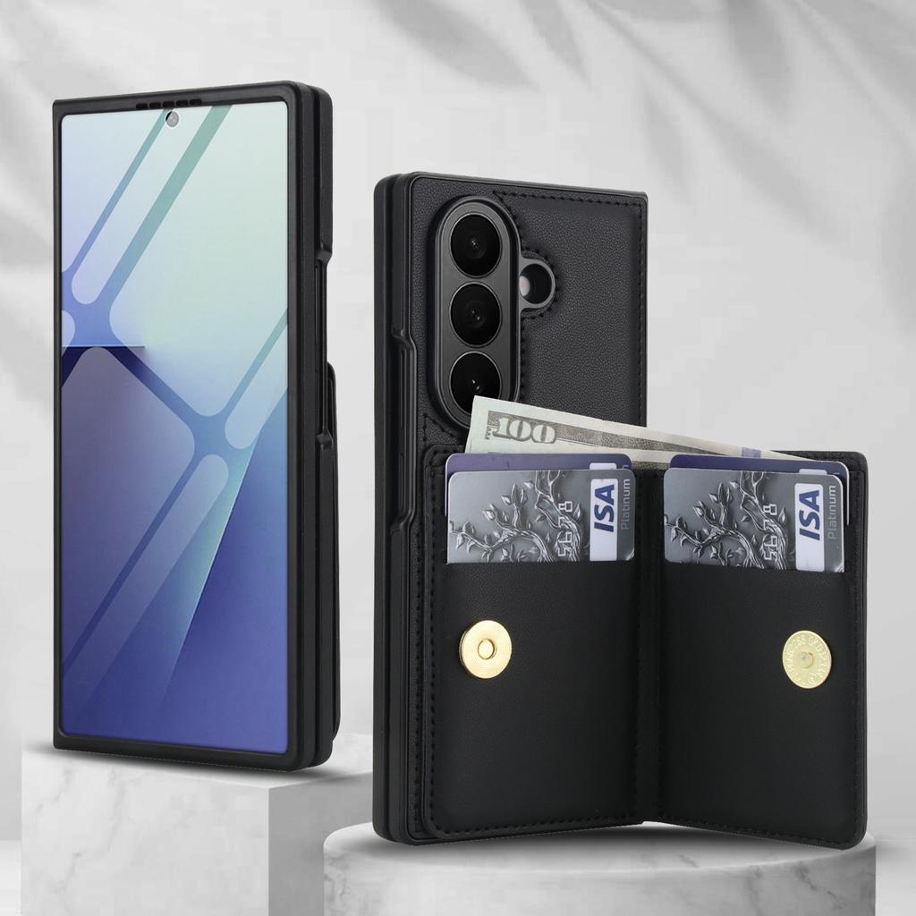 Fashion Solid Color Leather Phone Cover for Samsung Galaxy Z Fold7/Z Fold6/Z Fold5 with 360 ° Rotating Stand