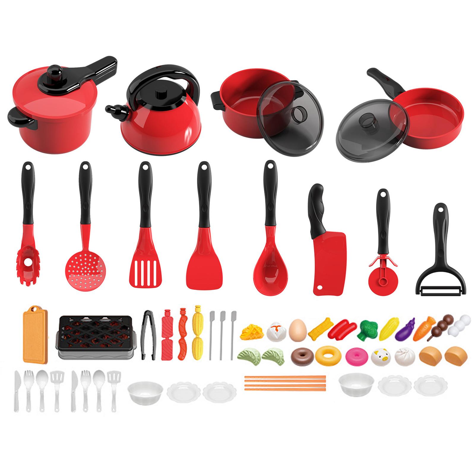 61/102/148pcs Toddler Pretend Cooking Play Set with Utensils Toddler Pretend BBQ Cooking Playset Play Kitchen for Girls and Boys