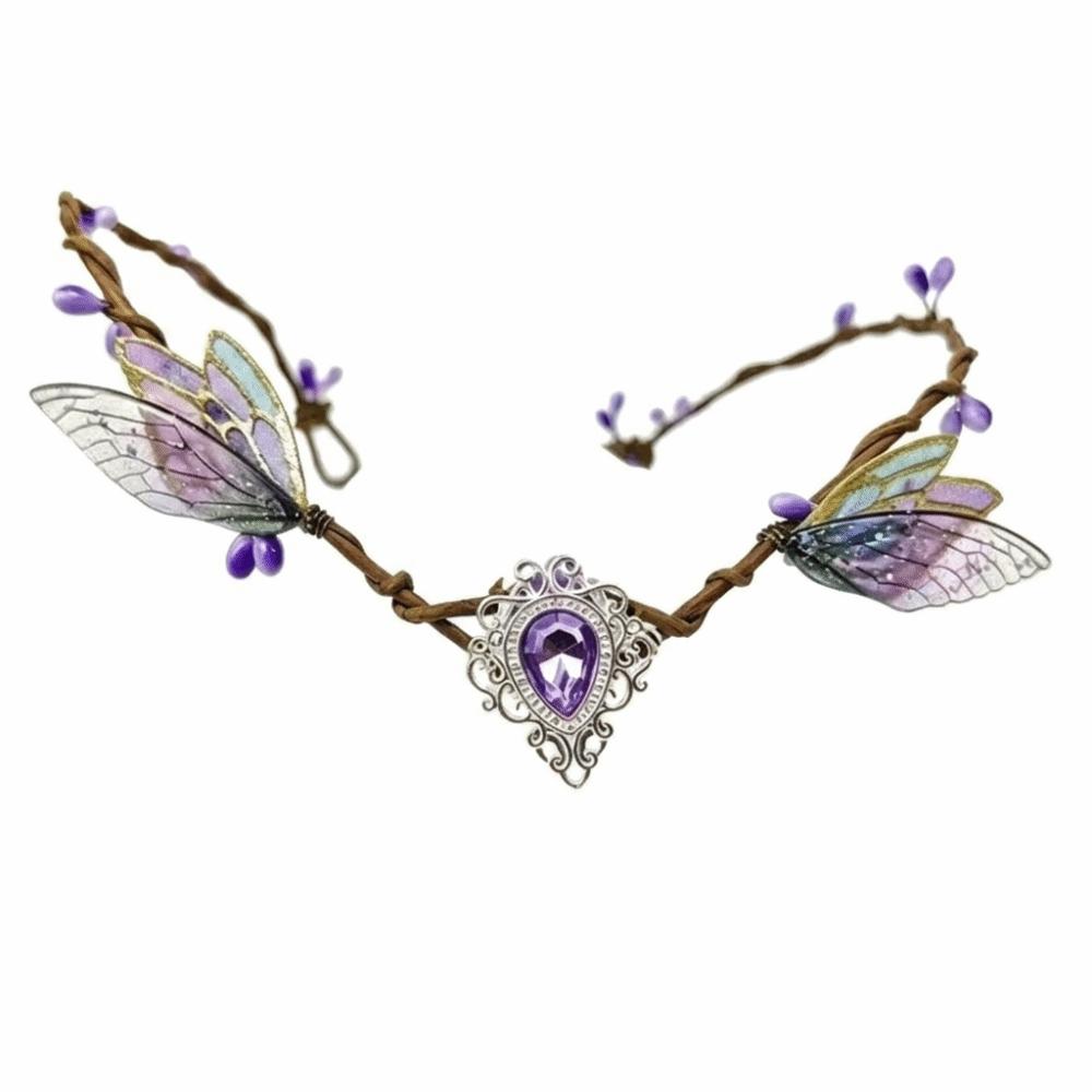 Rhinestone Decorated Fairy Flower Leaf Headbands Elven Princess Tiara Photoshoot Costume