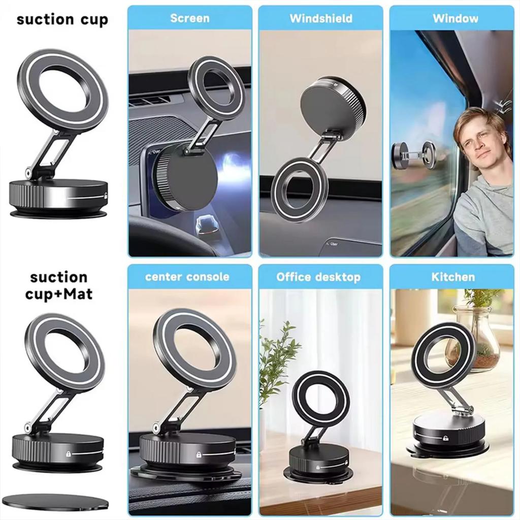 Magnetic Car Mount Strong Magnetic 360° Rotation Foldable Phone Holder For Cell Phone For Iphone 12 13 14 15 16 Live Streaming