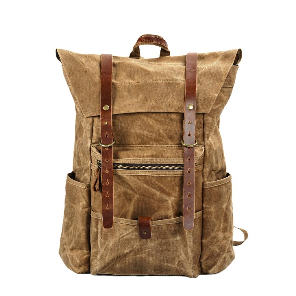 New Retro Men's Canvas Backpack, Outdoor Waterproof Hiking and Mountaineering Bag, Large-capacity Camping