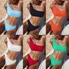 Women wimsuit solid color snake boy cloth single shoulder high waist bikini sexy swimsuit