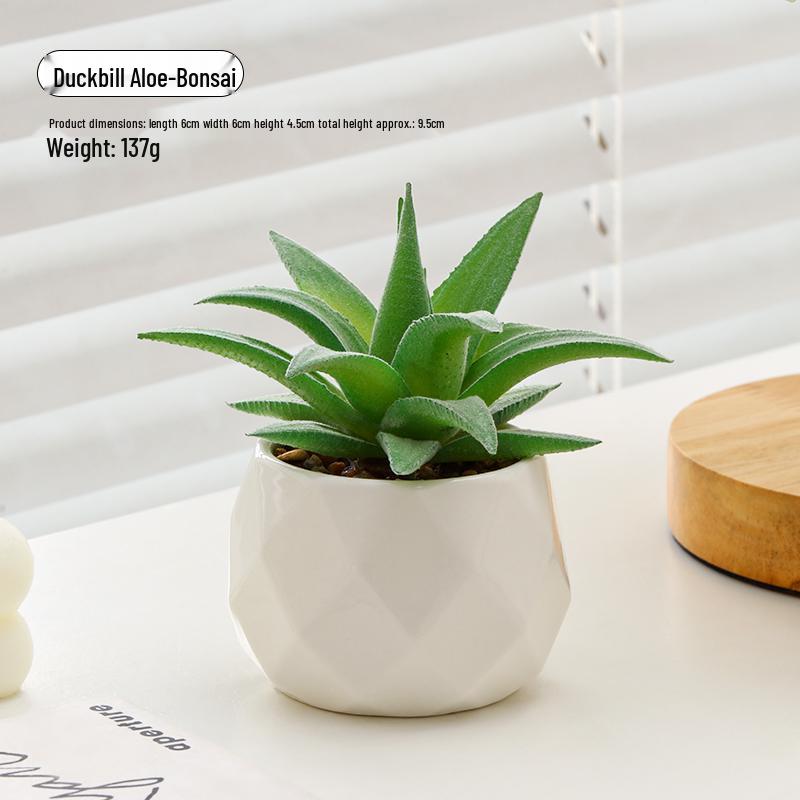 Small Indoor Potted Succulent - Artificial Green Plant Ornament for Home, Office, or Desktop Decor
