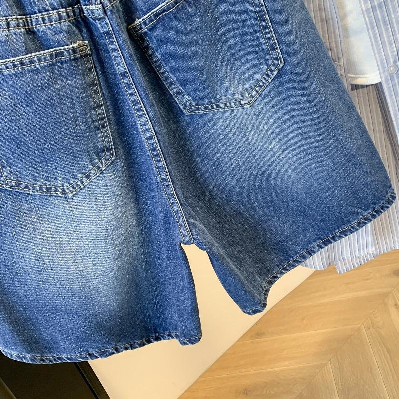 DIMANAF 2025 Neue Sommer Kurze Jeanshosen Damen Knöpfe Locker Lässig Denim Harems Hosen Big Blue Pants