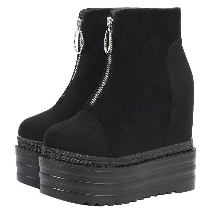 Fashion 2025 Winter New Female Women Boots British Wind Increased 13CM High Heel Platform Boots Fashion Plus Velvet Women's Shoes