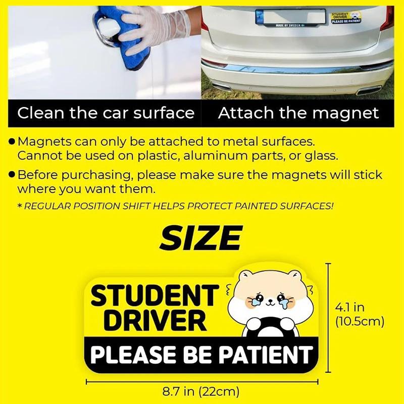 1pcs Cartoon Student Driver Car Magnet Cute New Sign For Reflective Sticker Gift Teen Reusable Bumper Safety