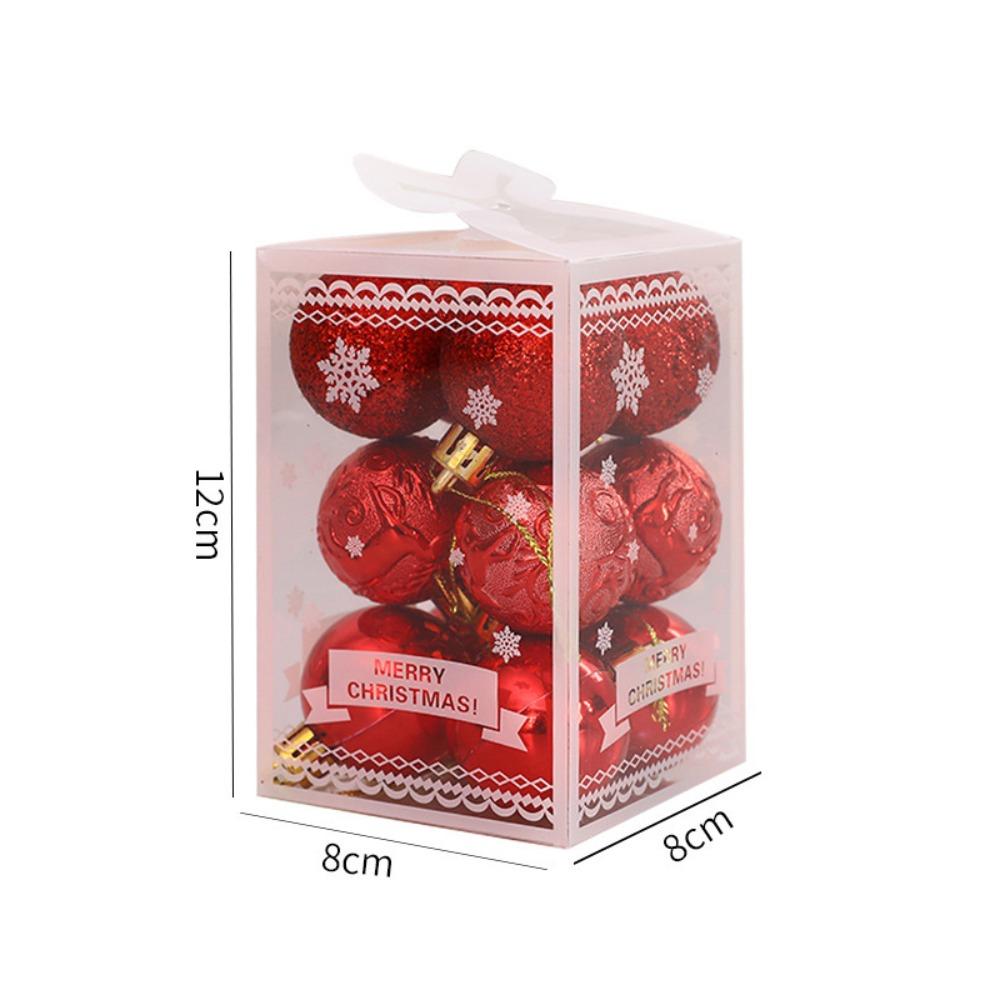 

12PCS Plastic Christmas Tree Balls 9 Colors Xmas Baubles High-quality Xmas Ornament Ball Storefront червоний
