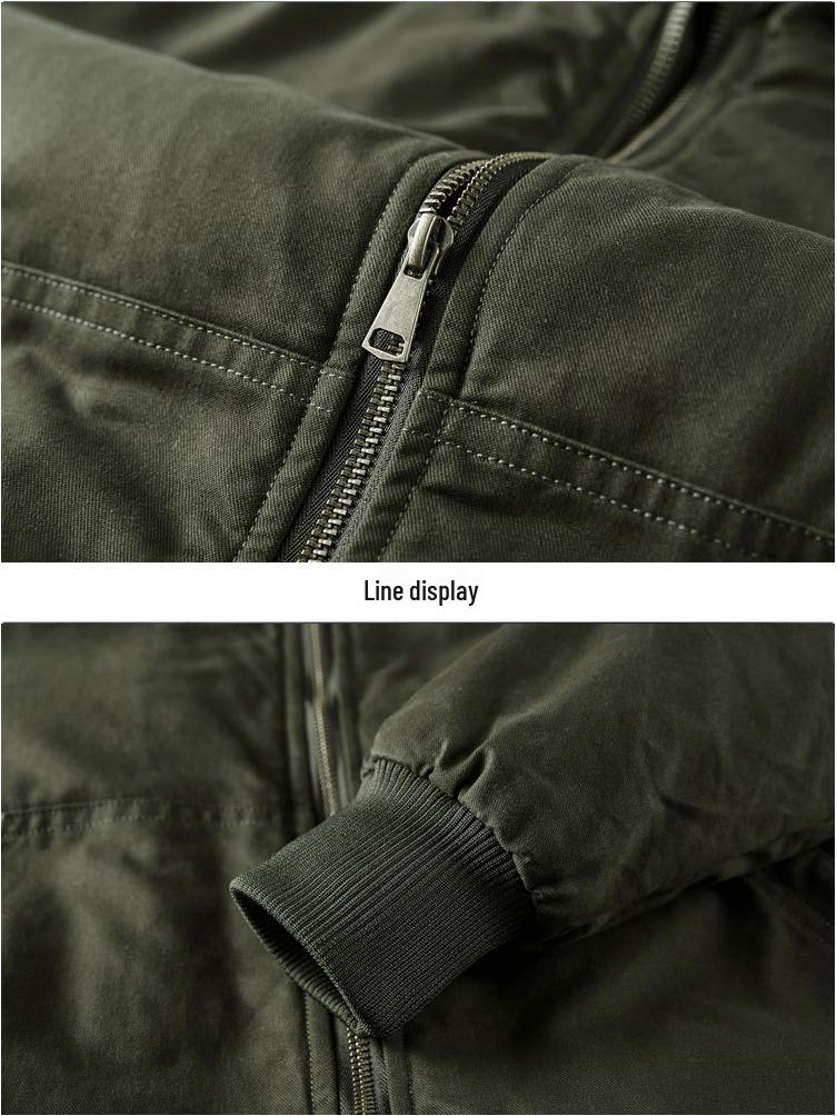 Herrjacka med huva, lös passform, i bomull med fleece - Vinterarbetskläder