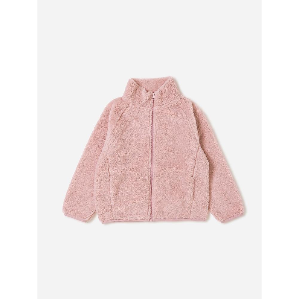 Daiso [dětské] Nadýsová fleecová mikina s dlouhým rukávem na zip 130 Růžová