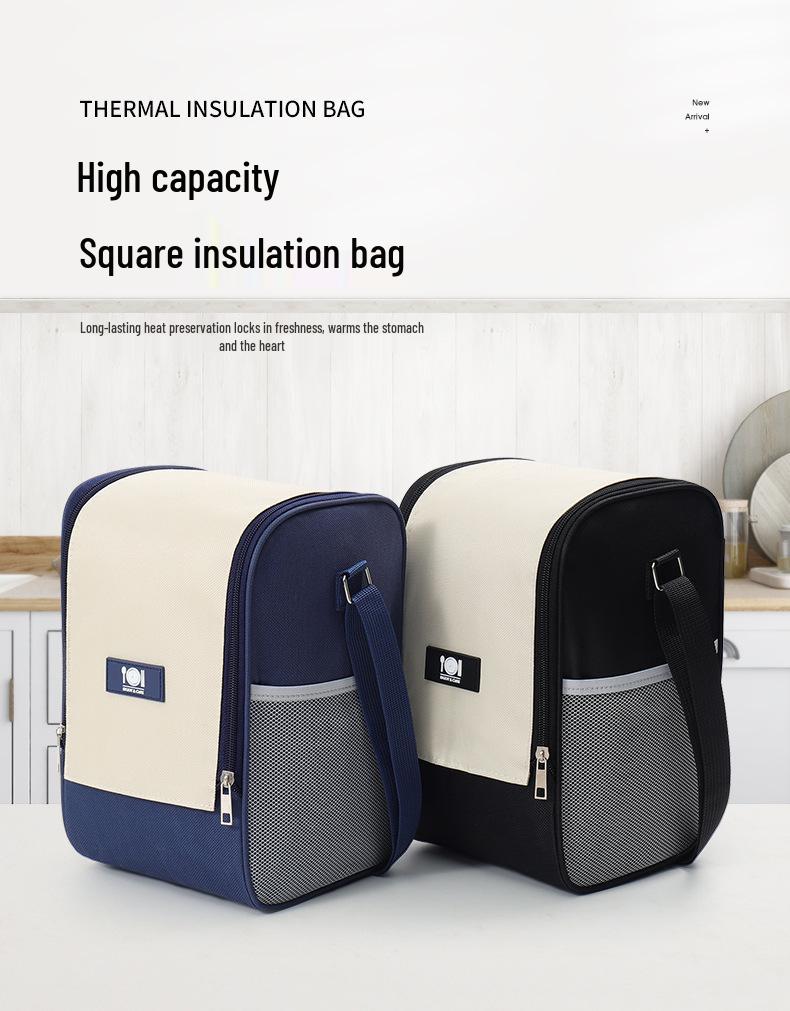 Large Insulated Bento Bag with Wide Opening for Students and Work