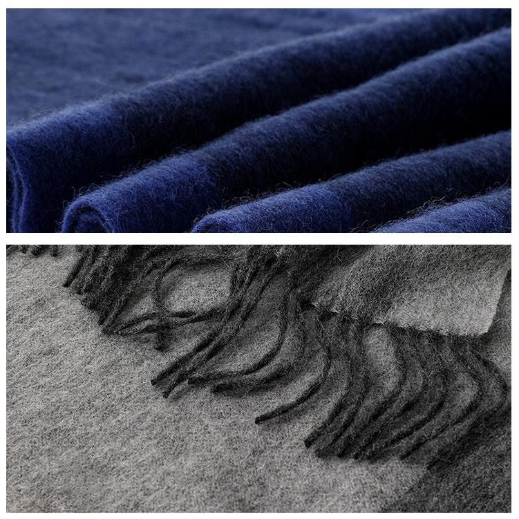35x196cm Men's 100% Wool Ombre Gradient Scarf Thick Winter Warm Neck Wrap Dual-Color Fall Winter Accessory for Men