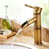 Basin Faucet Antique Brass Bamboo Shape Faucet Antique bronze Finish Copper Sink Faucet Single Handle Hot and Cold Water Tap